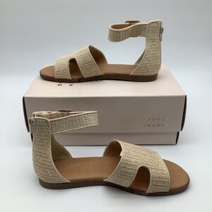 LC Lauren Conrad Natural Woven Ankle Strap Memory Foam‎ Sandals Women's Size 8